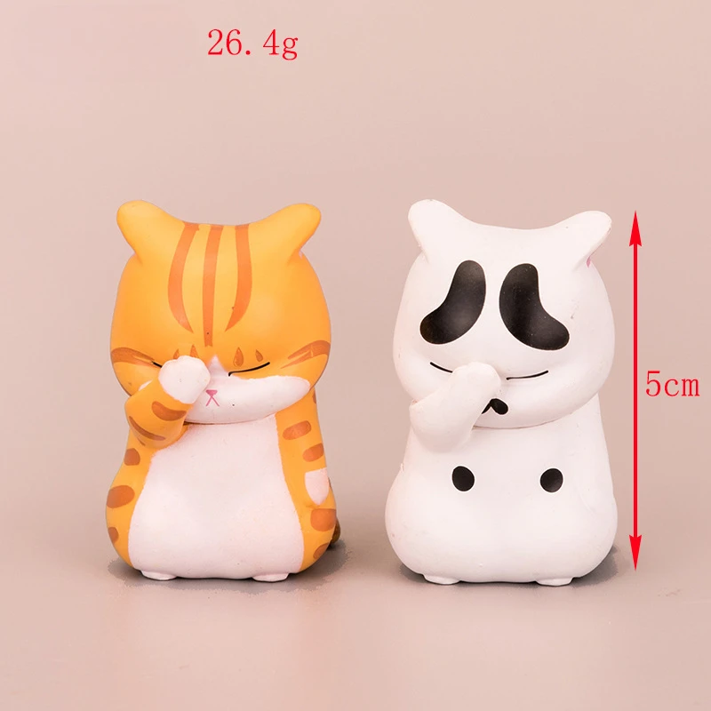 Action Figures Face Covered Cat Figurine Cute Cake Decoration Table Top Fortune Cat Good Workmanship Brithday Gift for Friend