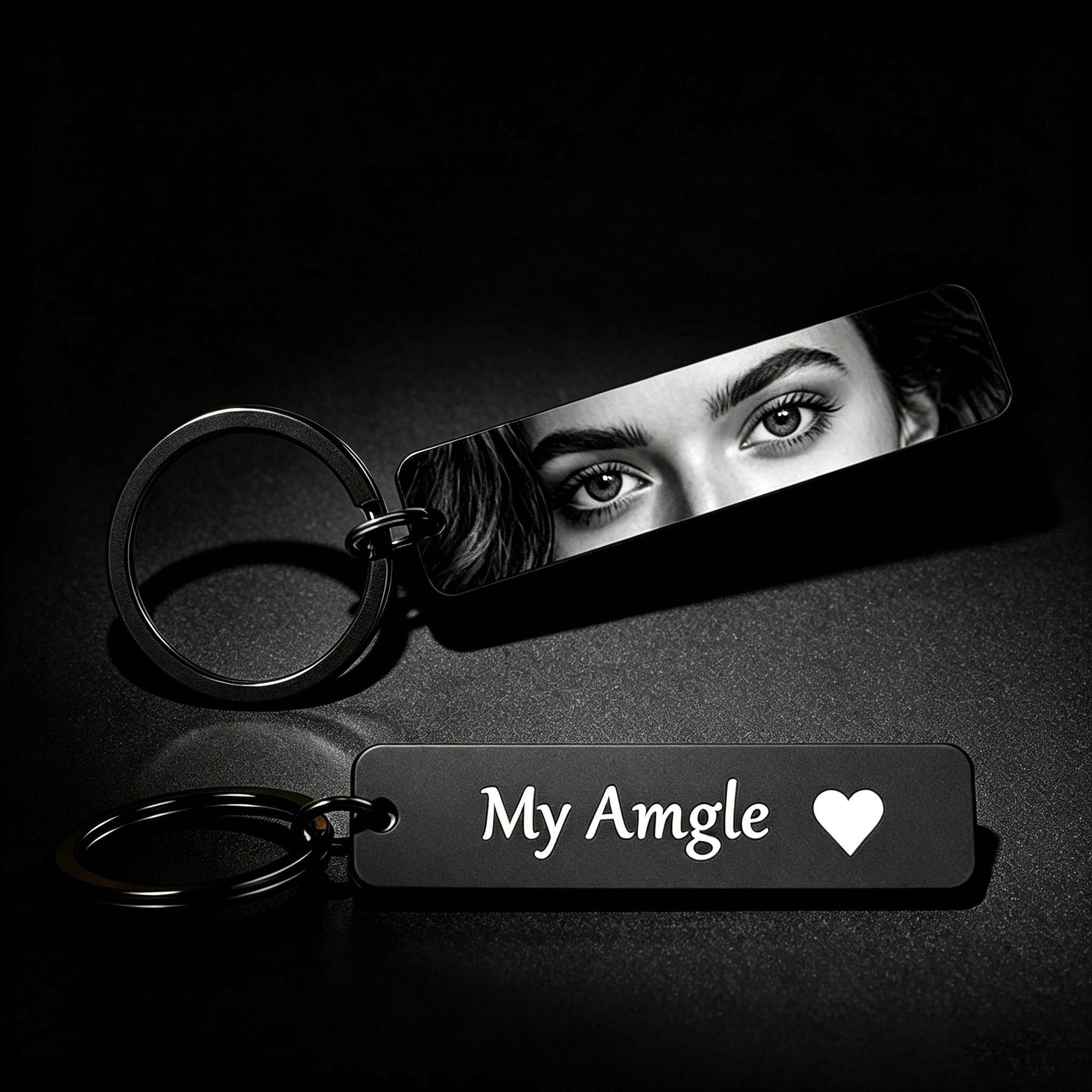 Personalized Couple Stainless Steel Eye Keychain Laser Engraved Color Photo DIY Custom Love Gift Matching Set for Him Her