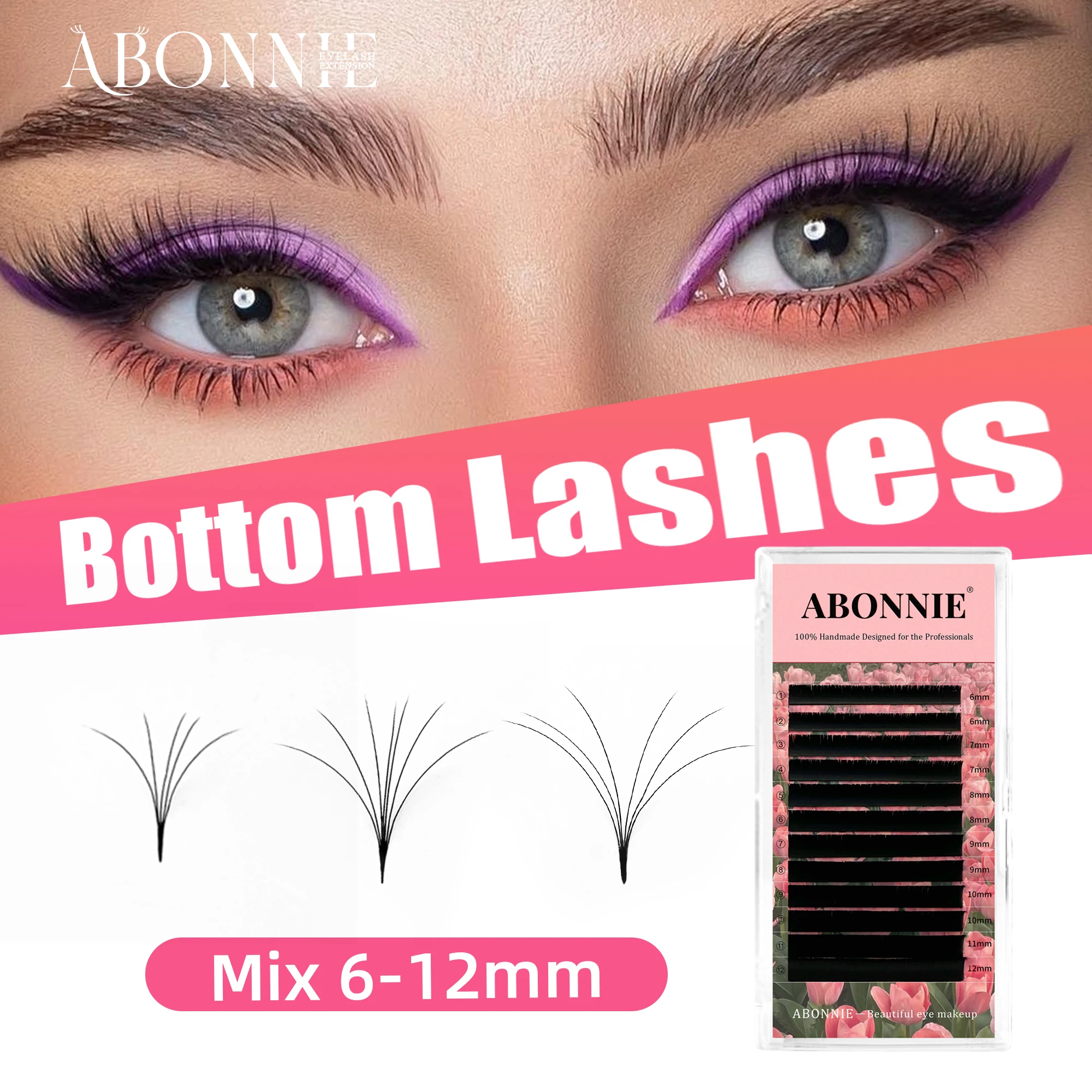 

Abonnie J Curl Easy Fan Cashmere Eyelash Extensions Mega Volume Lashes Tray 6-12mm Mixed