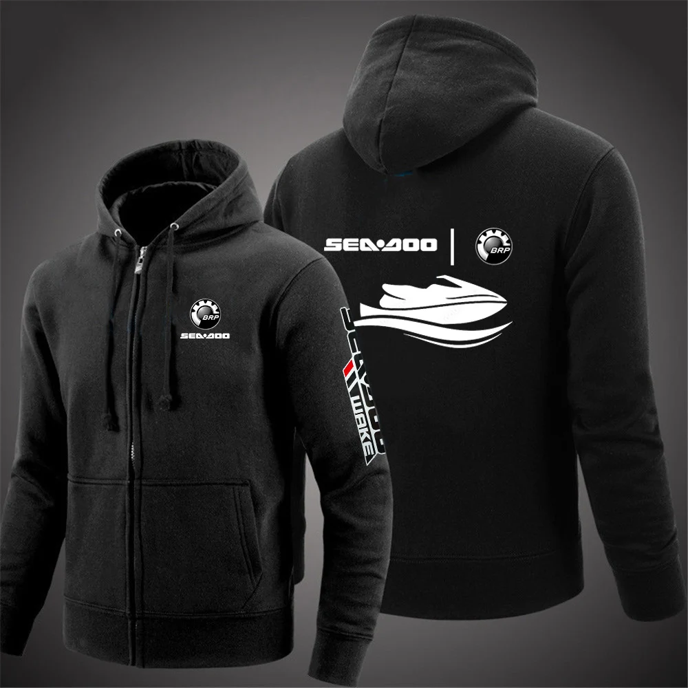 2024 Sea Doo Seadoo Moto Print Spring And Autum Men's Solid Color Sweatshirt Zipper Pullover Warm Sport Comfortable Hoodies