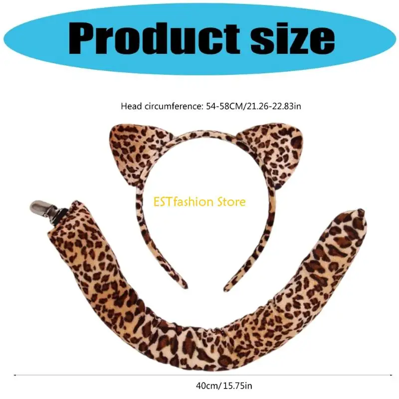 Y5GC Adjustable Feline Character Headwear Tail for Family Role Playing Activity
