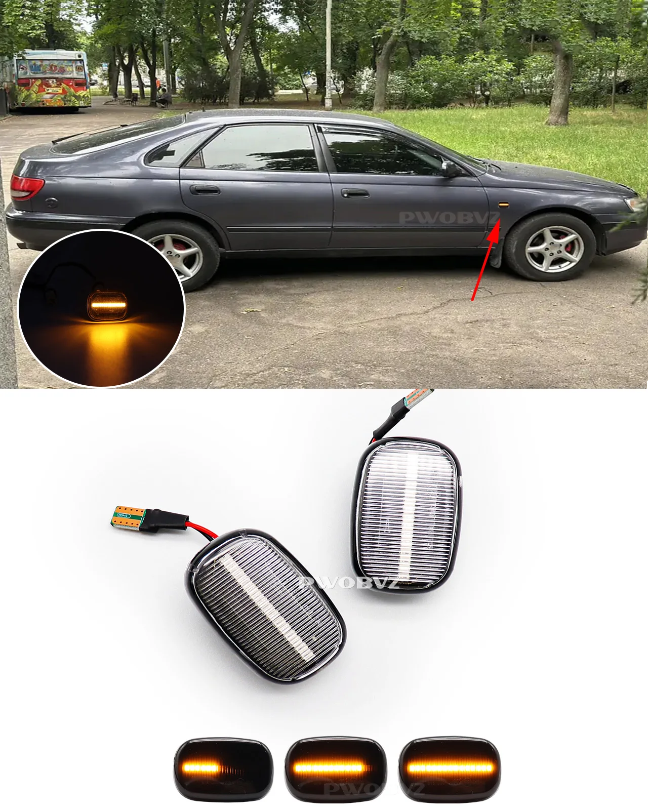 LED Dynamic Amber Turn Signal Side Marker Light Blinker For Toyota Avensis Carina Celina Corolla Camry Caldina Harrier Hilux
