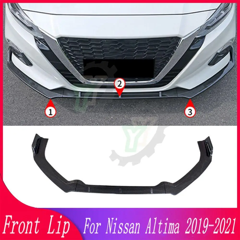 3PCS Car Front Bumper Lip Spoiler Splitter Diffuser Detachable Body Kit Cover Guard For Nissan Altima 2019 2020 2021