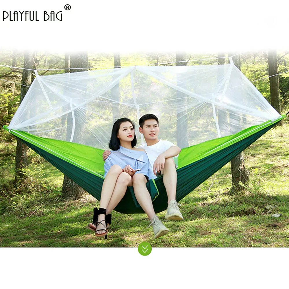 2 Person Mosquito Net Hammock Ultra Light Nylon Camping Sleeping Hammock Hanging Swing Chair Sky Tent NA105S