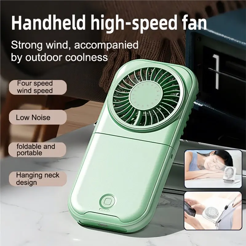 B90B-X30 USB Small Fan Outdoor Portable Handheld Fan Ultra-Quiet Slim Folding Fan Mini Desktop Fan White