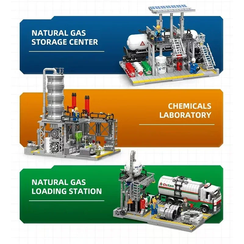 

Urban Industrial MOC Natural Gas Chemical Plant Building Blocks STORAGE CENTER/LOADING STATION Compatible With LEGO Bricks Toys