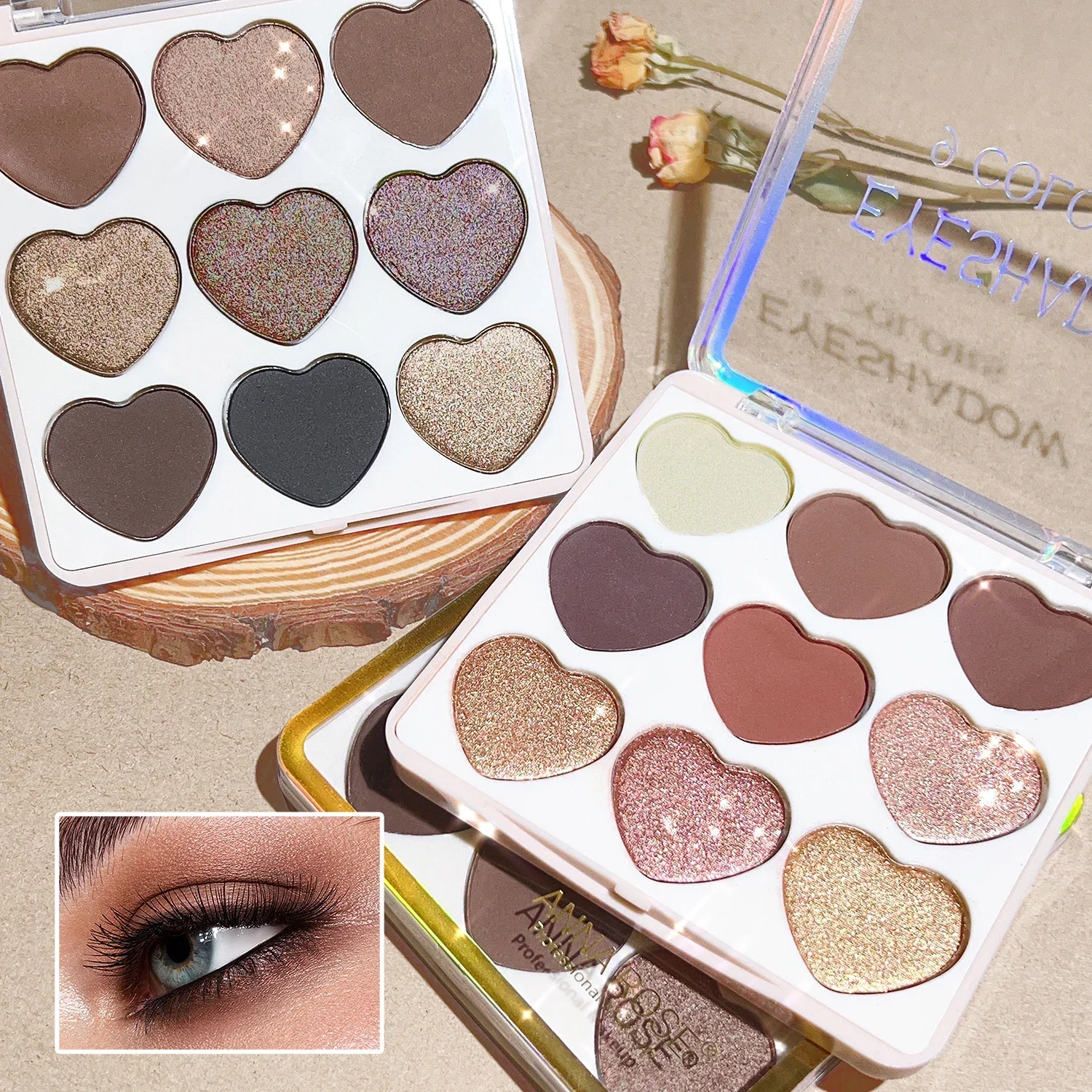 Paleta de sombras Love Nine Colors, brilho perolado fosco, à prova d'água e não é fácil de desbotar, paleta de maquiagem acessível