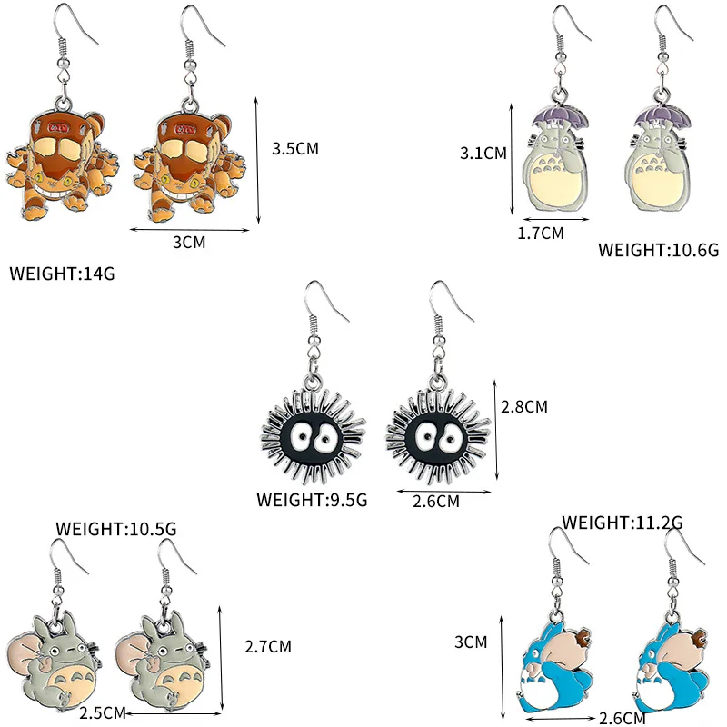 انمي ياباني الكرتون قلادة أقراط لطيف مثيرة للاهتمام الحيوان النساء الأقراط تأثيري الدعائم مجوهرات اكسسوارات هدايا عيد