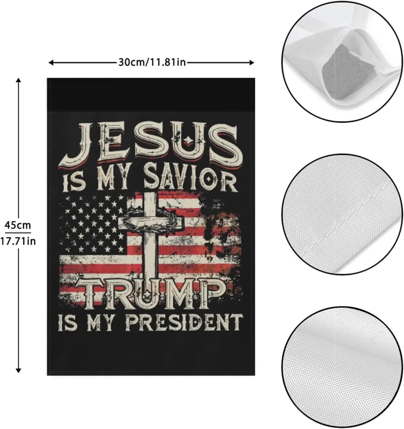 Jesus Is My Savior Trump Is My President Garden Flag One Size Hilarious Outdoor Flag Outside Small Garden Flag, white1