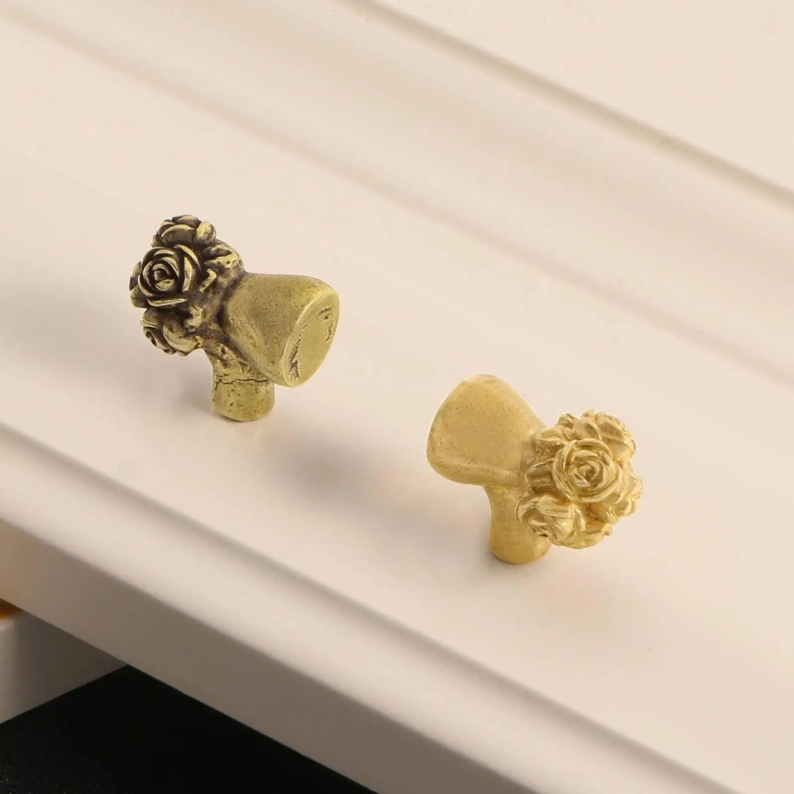 Solid Brass Cabinet Handle Floral Bouquet Knob Vintage Dresser Drawer Pull for Kitchen Wardrobe Furniture Hardware