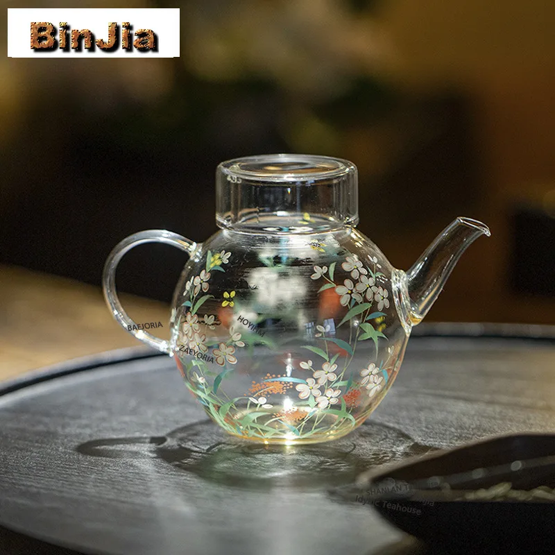 BAEJORIA 230ml Blooming Flower Glass Teapot Japanese Tea Infuser Pot Tea Maker Kettle With Filter Tea Ceremony Accessories Gifts