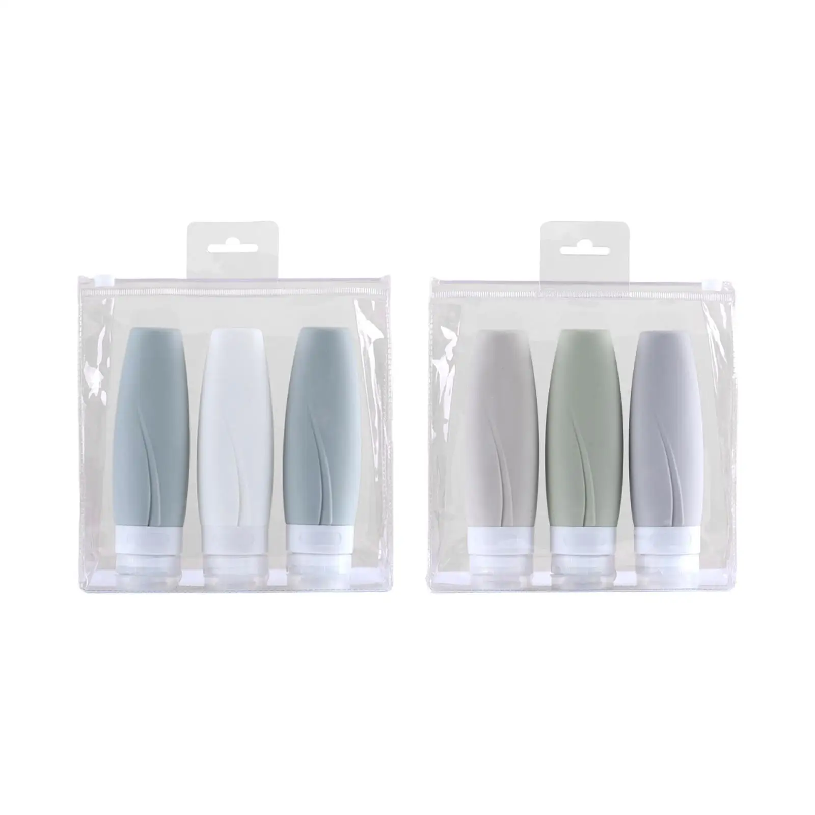 3x زجاجات سفر حاوية سائلة مع حقيبة حمل شفافة زجاجة تخزين لكريم مستحضرات التجميل والشامبو وغسول الصابون للرجال والنساء