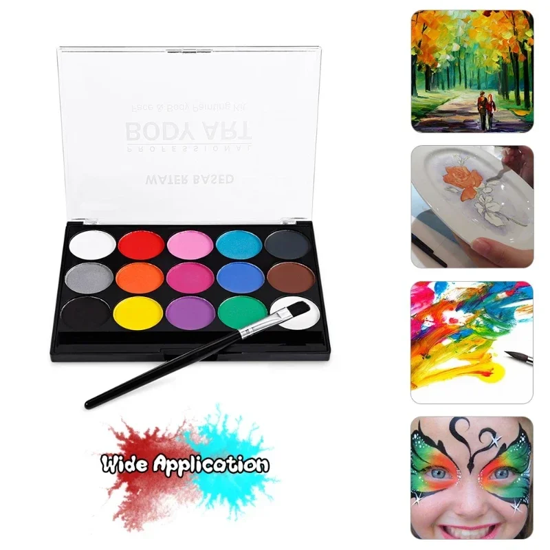 Fast Delivery Body Painting Face Color Kit Children\'s Safe Non-toxic Flash Tattoo Art Palette Makeup Halloween Dance Party