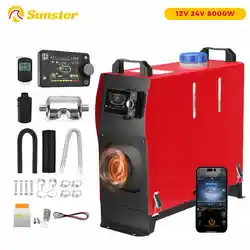 8KW Diesel Air Heater All in One 12V&24V Parking Heater with LCD Switch & Reomte Control Bluetooth APP for RV Truck Car Tent