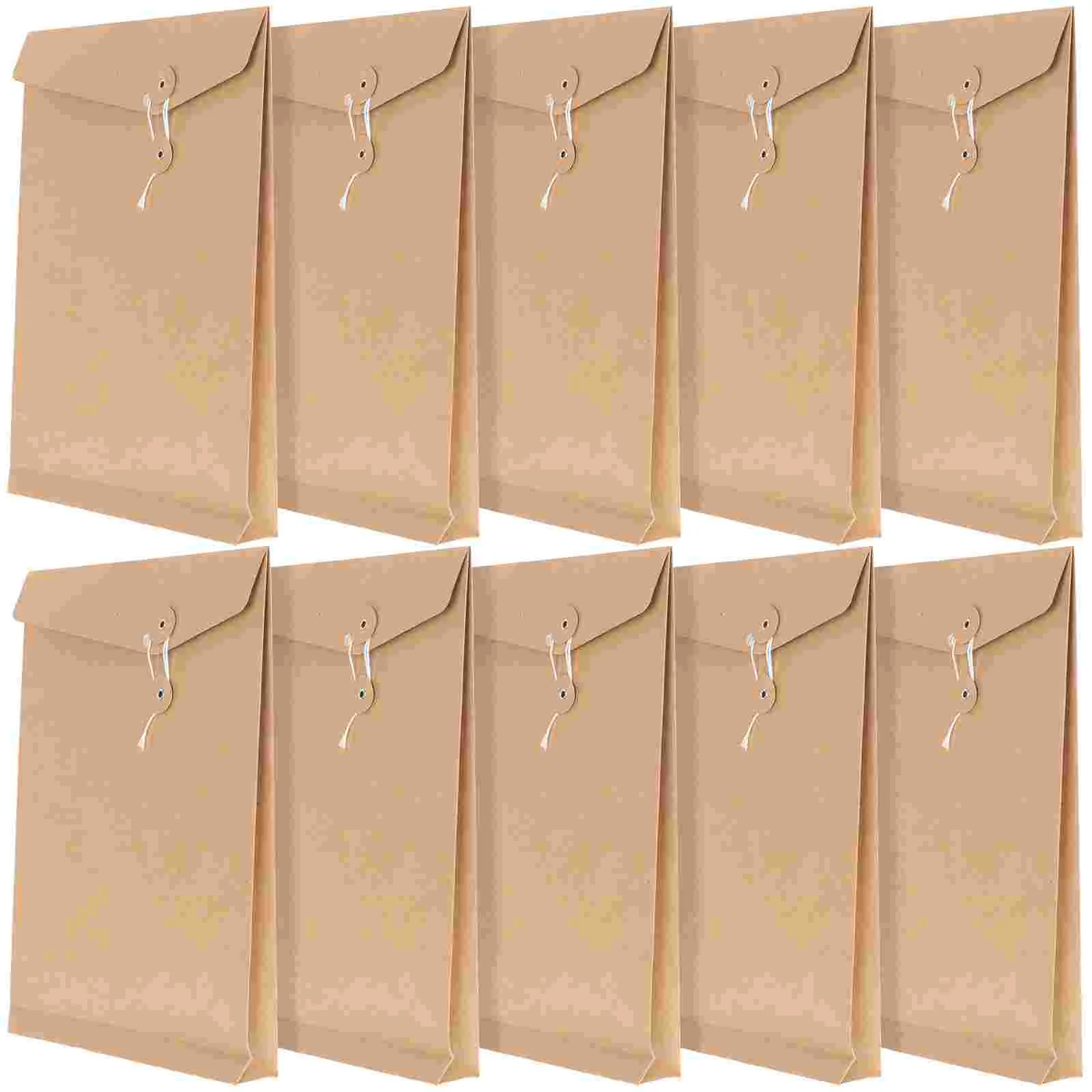 

10 Pcs Kraft Paper Bag Document Holder A4 Envelope File Organizer Folder Card Envelopes