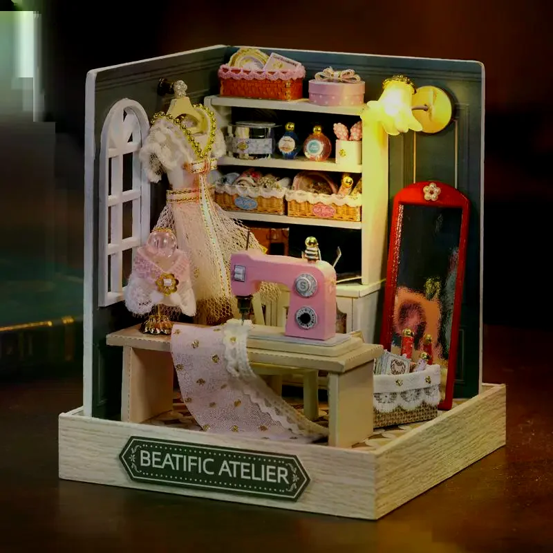 Miniature Doll Houses DIY Small House Kit Making Room Home Bedroom Decorations With Furniture Craft DollHouses Toys For Kids