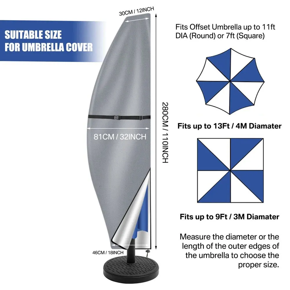 Copertura per ombrellone Copertura protettiva anti-UV per esterni Copertura per ombrellone impermeabile per ombrellone da patio adatta per ombrellone a sbalzo fino a 11-13 piedi