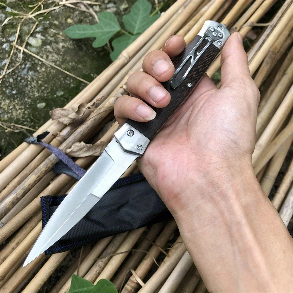 Multitool Folding Pocket Knife Wood Handle Survival Outdoor Camping Fishing Hunting Durable High Hardness Utility EDC Hand Knife