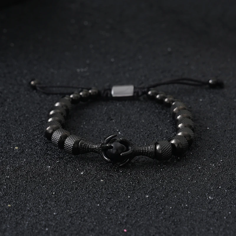 Luxury 8mm Stainless Steel Beads Dragon Claw Charms Man Bracelet Jewelry Christmas Gift