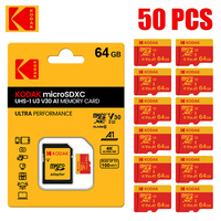 50Pieces KODAK C10 Microsd 32GB 64GB 128GB 256GB 512GB Memory Card TF Flash Card SDXC U3 4K Storage Card with Adapter For Camera