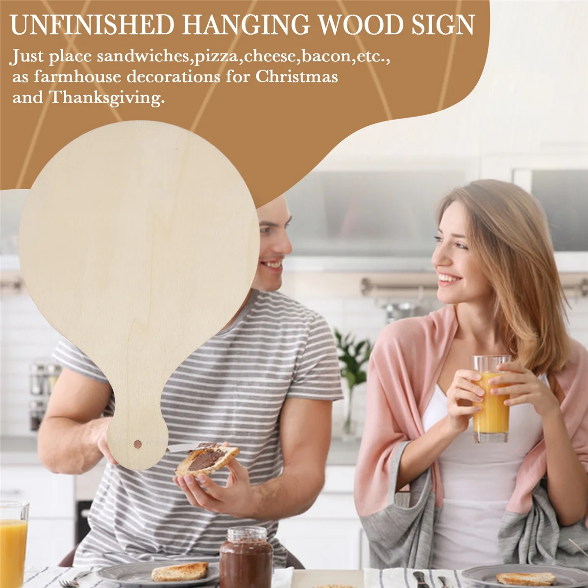 BAAX 12Pcs Mini Wooden Cutting Boards with Handle Wooden Cutting Board Unfinished Planks for Home Kitchen Cooking Decor