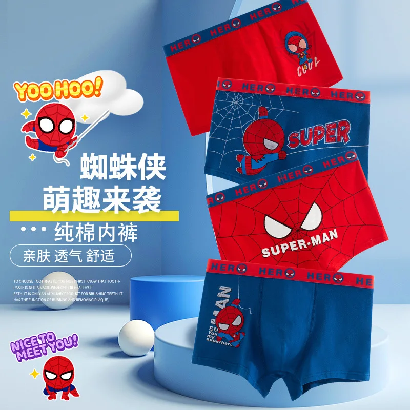 

Miniso Spider-Man Children Underpant New Marvel Series Cool Breathable Brie Boy Underwear Cotton Boxer Shorts Christmas Gift