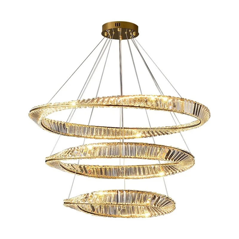 

Light luxury living room chandelier, post-modern simplicity 2022 new creative ring dining room light, master bedroom crystal lam