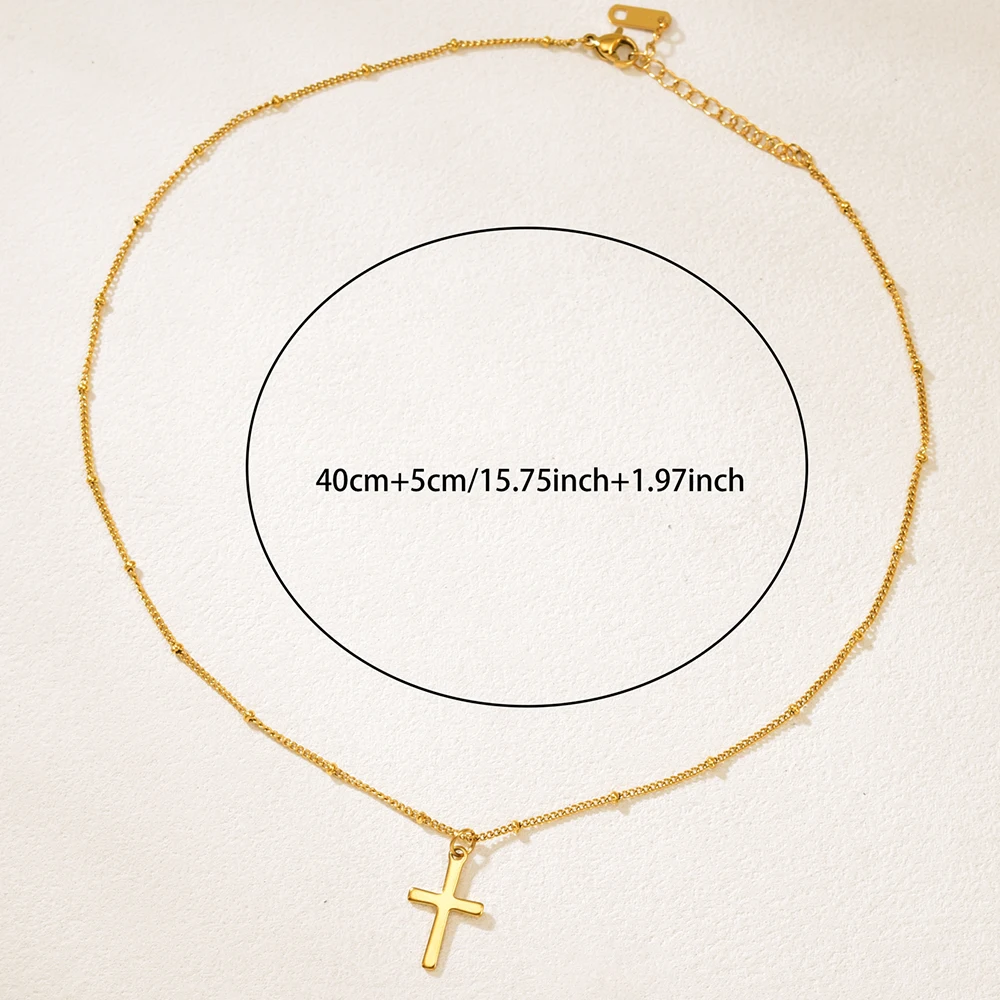 Wholesale Stainless Steel 18K Gold Single-Layer Simple Cross Pendant Necklace Available for Delivery