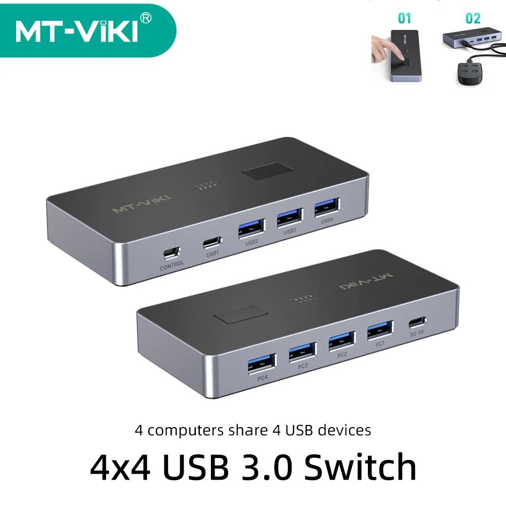

MT-VIKI 4x4 USB 3.0 Переключатель Клавиатура Мышь Принтер U-Disk Совместное использование 1 км Комбинированное управление 4 компьютера MT-SW344