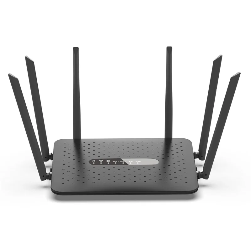 N87R WIFI Router Gigabit Wireless Router 2.4G/5G Dual Band WiFi Router with 6 Antennas WiFi Repeater Signal Amplifier-Black