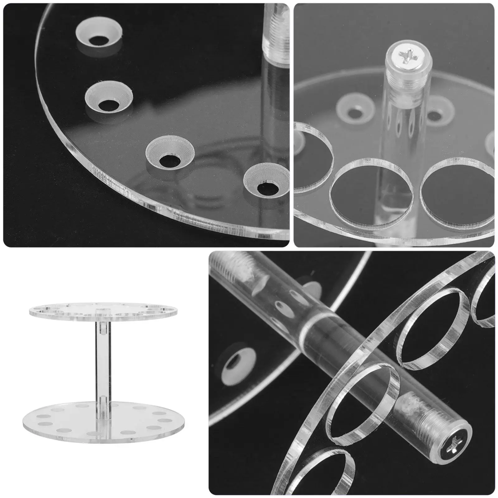 12-Slots Clear Pen Stand Acrylic Nail Brush Holder Eyebrow Pencil Holder Makeup Brush Organizer Office Desk Storage