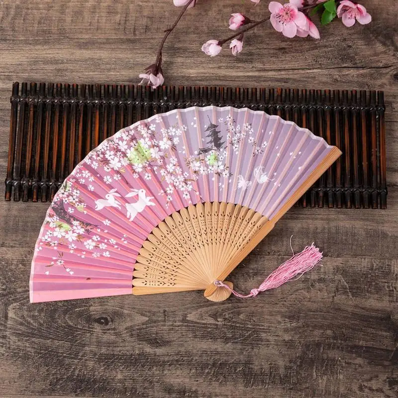 Chinese Style Handheld Folding Fan Charming Elegant Handmade Bamboo Fans Home Wall Tabletop Wedding Decorative Gifts Ornaments