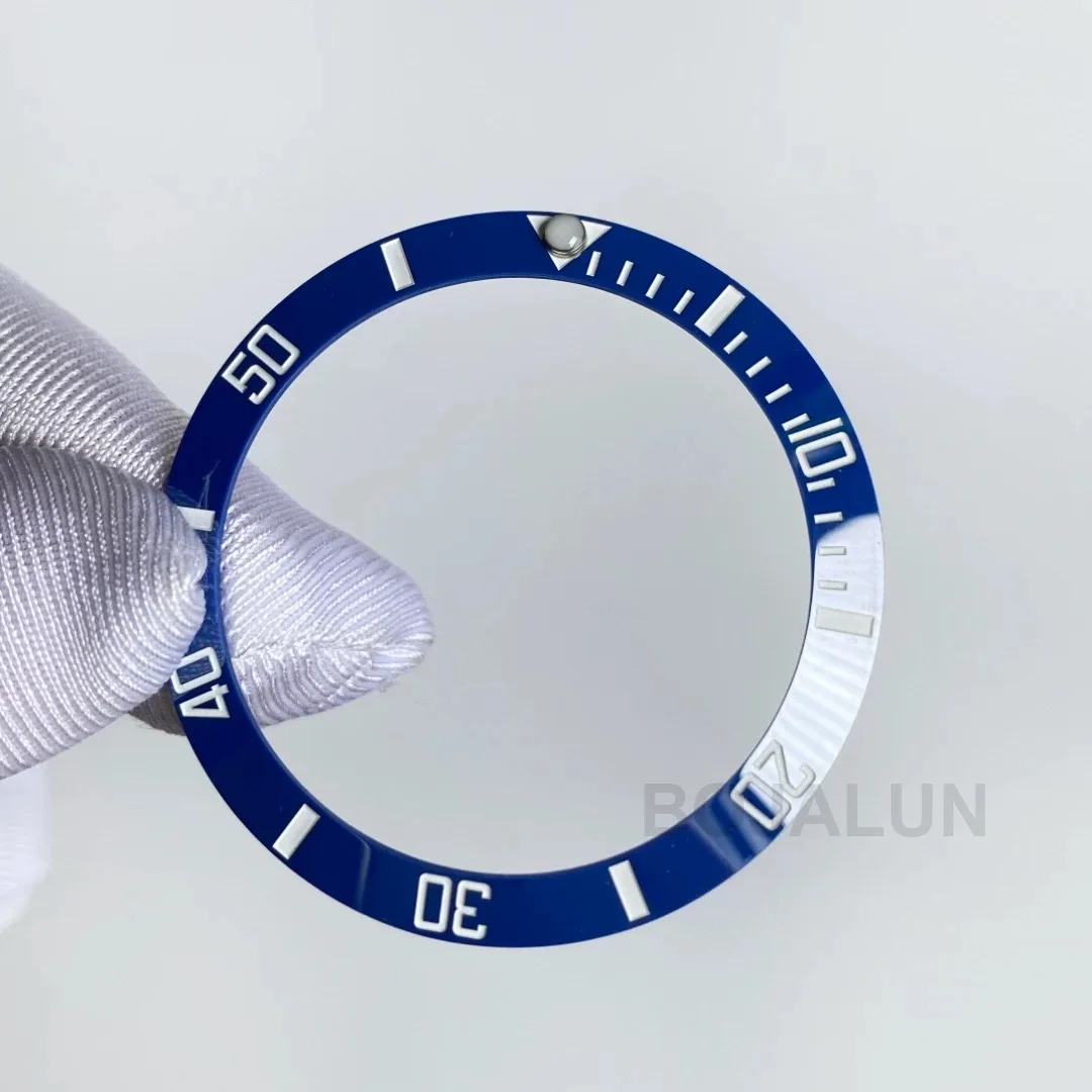 Watch Accessories 38mm strong luminous ceramic ring blue-green night light aperture substitute black green water ghost scale c