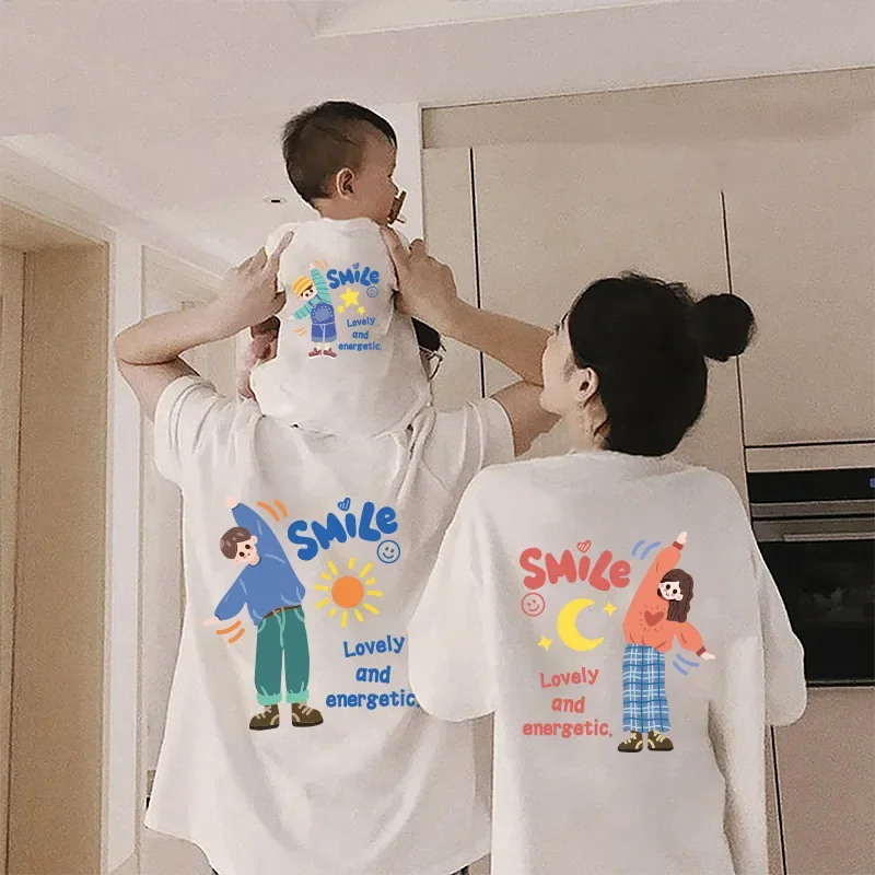 

Father Mother Daughter Son Kids Clothes Baby Outfits Fashion Cartoon T-shirt Summer Mom Dad and Me Family Look Matching Outfits