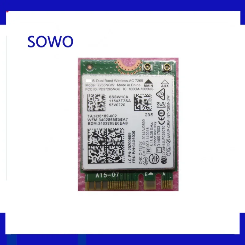 Card for 04X6030 Dual Band AC Intel 7265 7265ngw 802. 11AC 867m WiFi Bluetooth 4.0 867mbps 722mbps Lenov ThinkPad card