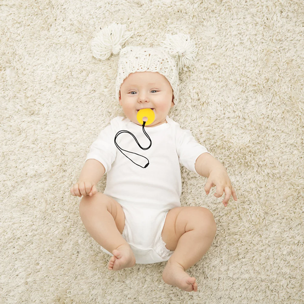 

2 Pcs Round Pendant Necklace Baby Teething Silicone Kids Chew Toys Chewable Toddler Breastfeeding Silica Gel Necklaces