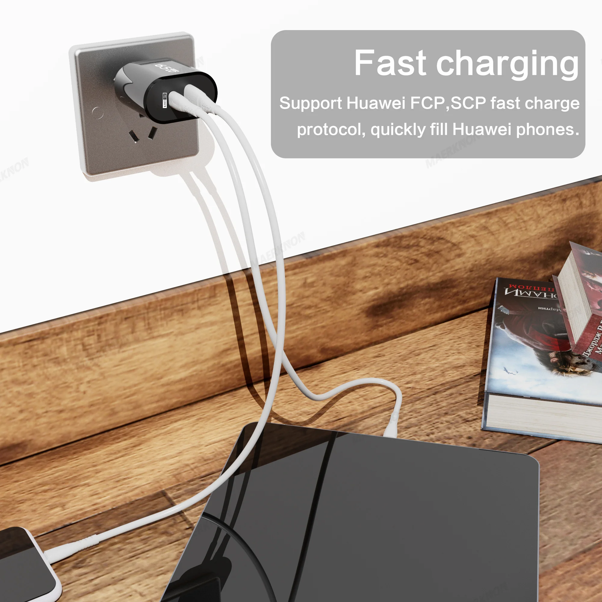 65W 3 Ports USB Type C Fast Charging PD Fast Charging Quick Charger 3.0 Wall Charger Phone Adapter For iPhone 15 Xiaomi POCO