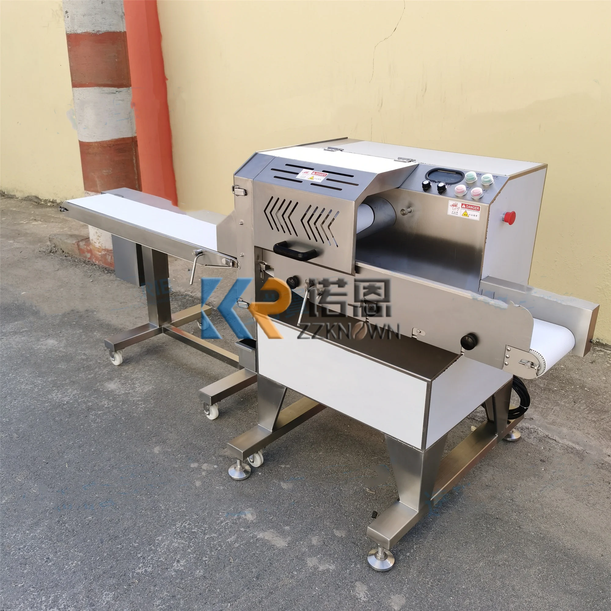 Mesin pengiris sayuran multifungsi, mesin pemotong irisan daging sapi komersial