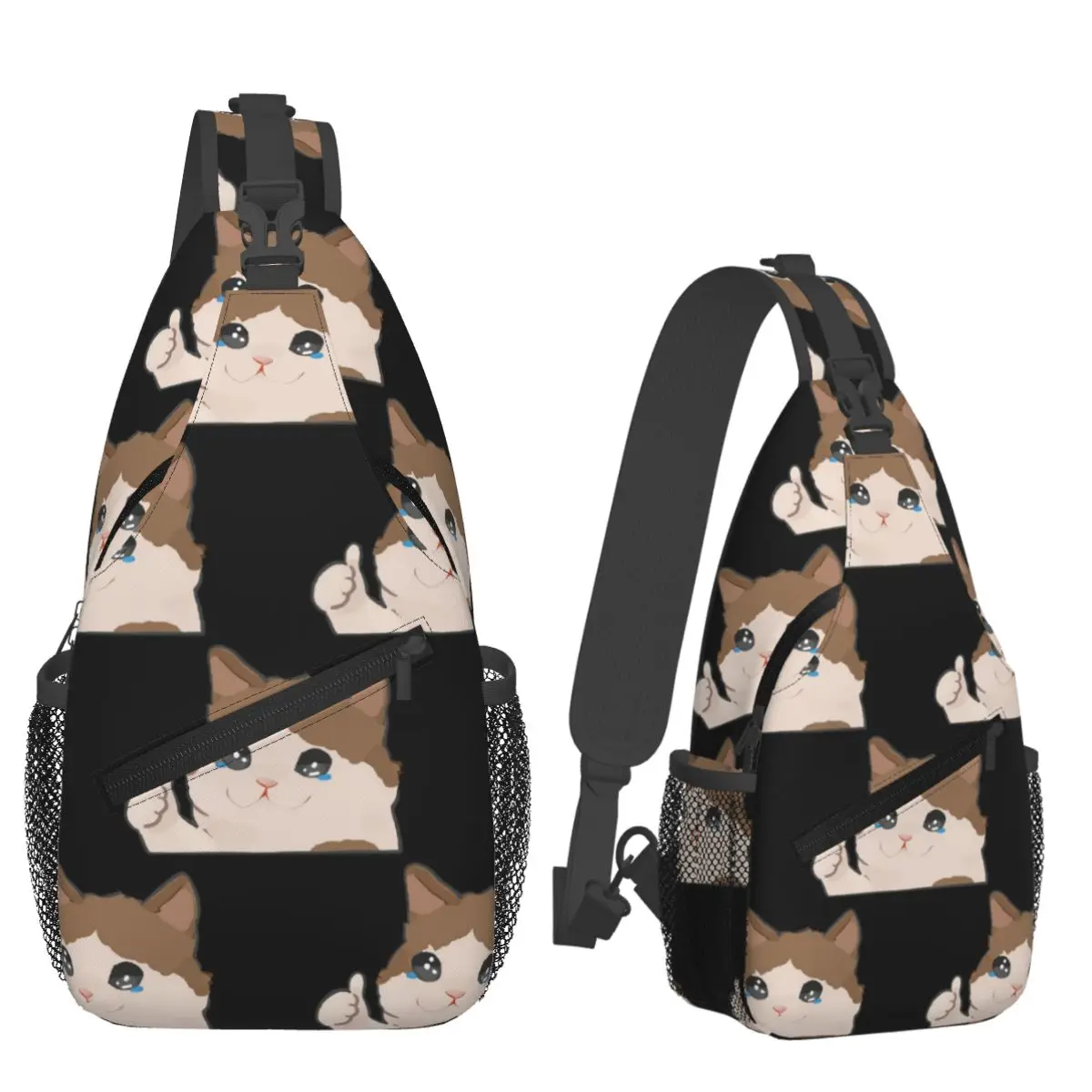 

Нагрудная сумка с изображением кота, мужской рюкзак через плечо на слинге, нагрудная сумка, дорожный походный рюкзак, сумка на плечо