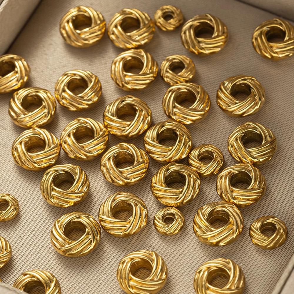 10pcs Stainless Steel Flower Beads PVD Gold Plated Loose Spacer Bead for DIY Bracelet Needlework Jewelry Making Supplies view 6