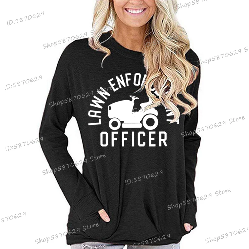 Lawn Enf Orcement Officer Print Women T Shirt Spring Autumn Breathable Tops Street Mower Tees Casual Long Sleeve Female T-shirts