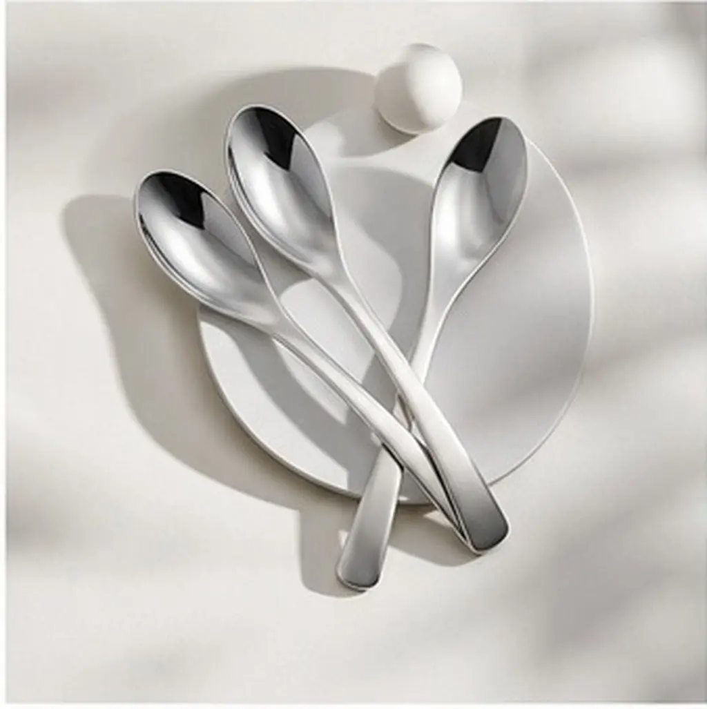 Stainless Steel Spoon Set 3pcs – Durable Lightweight Kitchen Dining Travel Spoons with Modern Design