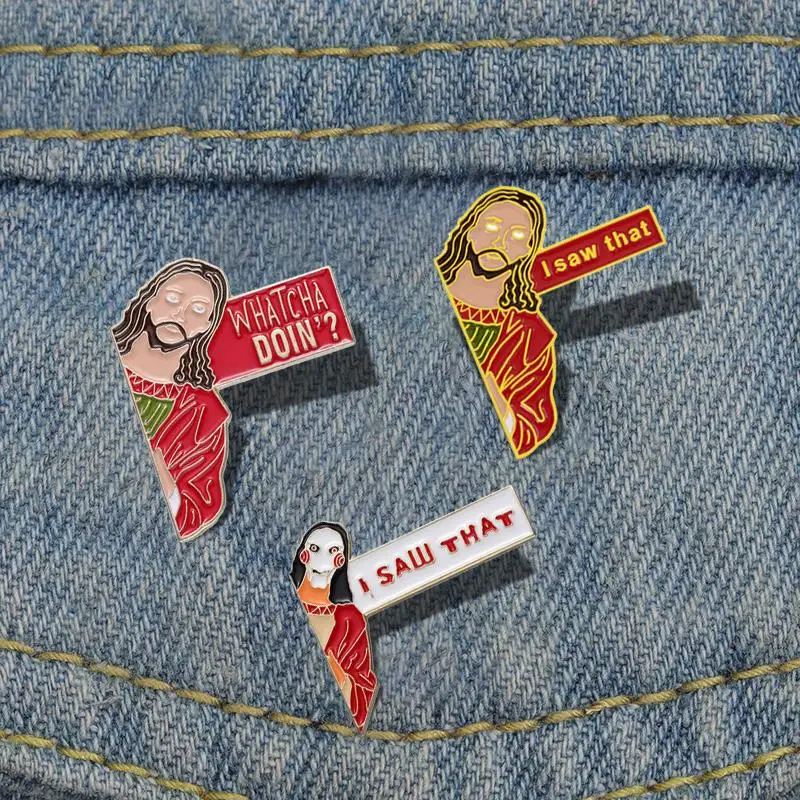 

I Saw That Enamel Pins Custom Jesus Brooches Lapel Badges Cartoon Funny Jewelry Gift for Kids Friends