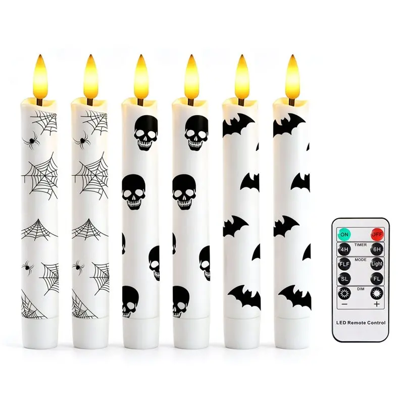 For Party Table Decor 6 Pcs Halloween Flameless Taper Candles Battery Operated LED Candles Haunted Table Centerpiece
