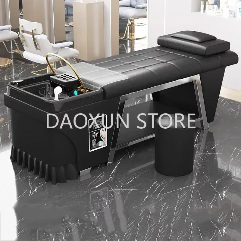

black lounge Shampo Chair Luxury Lounge steel Massage Hair Wash Bed Ergonomics Water Therapy cabeceiras Salon Furniture MQ50XF