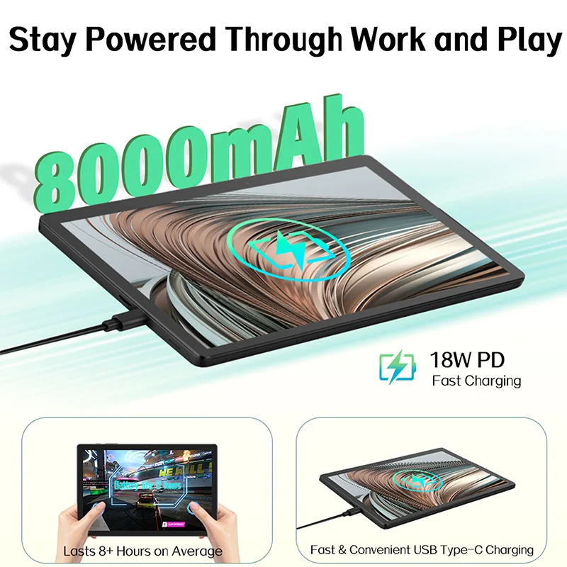 ANRY Tablet Tableta Android 15 da 10,95 pollici con T606 Octa Core 12 GB di RAM + 128 GB di ROM Tablet, batteria ad alta capacità 8000 mAh, Wifi 6