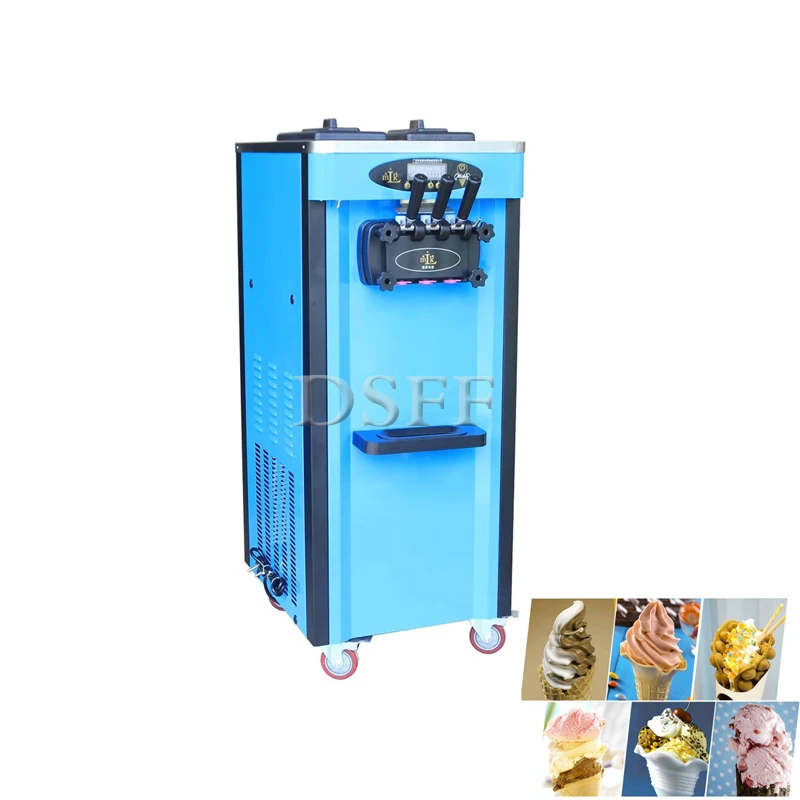 Portable Floor Type Soft Ice Cream Machine With Three Flavors, Commercial Frozen Yogurt Machine