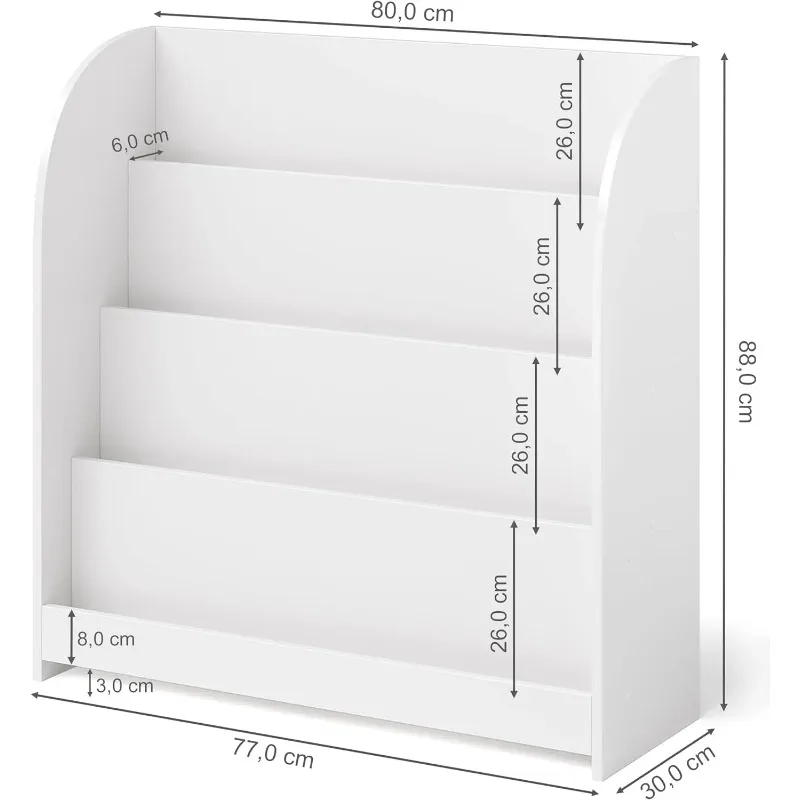 Libreria per bambini in legno con 4 ripiani Dimensioni libreria per bambini