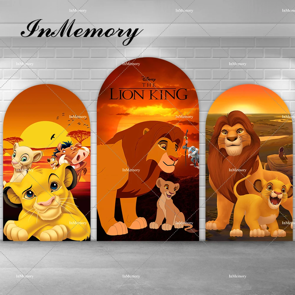 Cartoon Sunset Lion King Arch Backdrop Cover for Boys Birthday Party Background Simba Chiara Wall Banner Double-side Supplier