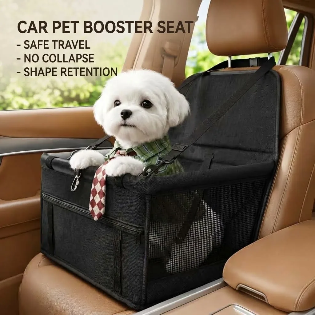 Portable Dog Car Seat Cover Safe Travel Pet Booster Seat Non-Collapsible Breathable Carrier Bag Protector Bed for Small Dogs